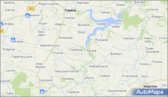 mapa Pokrzywnica gmina Pawłów, Pokrzywnica gmina Pawłów na mapie Targeo