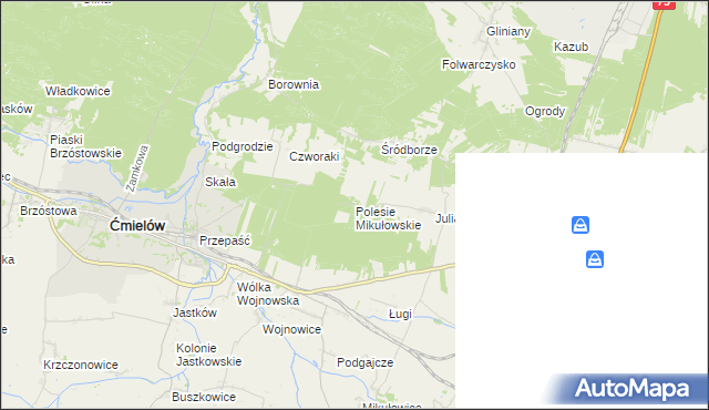 mapa Polesie Mikułowskie, Polesie Mikułowskie na mapie Targeo