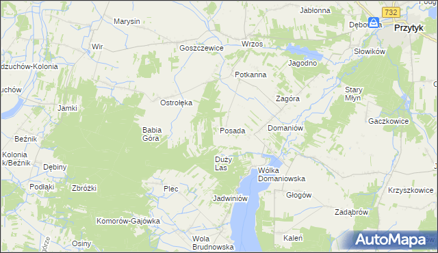 mapa Posada gmina Przytyk, Posada gmina Przytyk na mapie Targeo