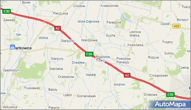 mapa Powodów Trzeci, Powodów Trzeci na mapie Targeo