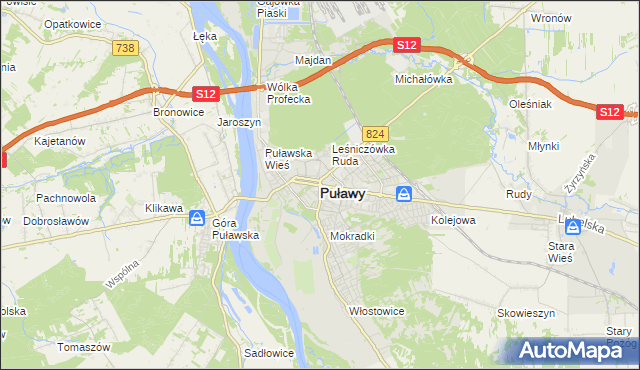mapa Puław, Puławy na mapie Targeo