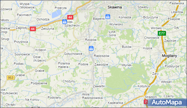 mapa Radziszów, Radziszów na mapie Targeo