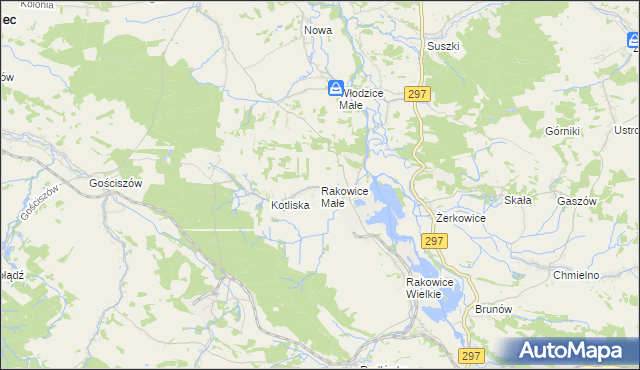 mapa Rakowice Małe, Rakowice Małe na mapie Targeo