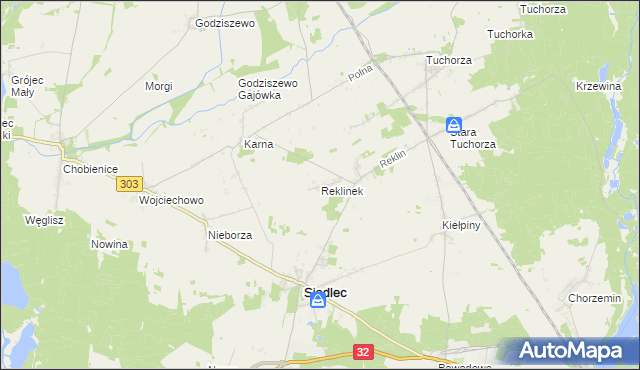 mapa Reklinek, Reklinek na mapie Targeo