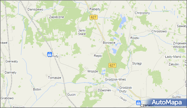 mapa Repki gmina Troszyn, Repki gmina Troszyn na mapie Targeo