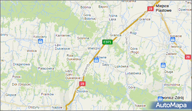 mapa Równe gmina Dukla, Równe gmina Dukla na mapie Targeo