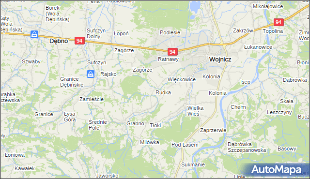 mapa Rudka gmina Wojnicz, Rudka gmina Wojnicz na mapie Targeo