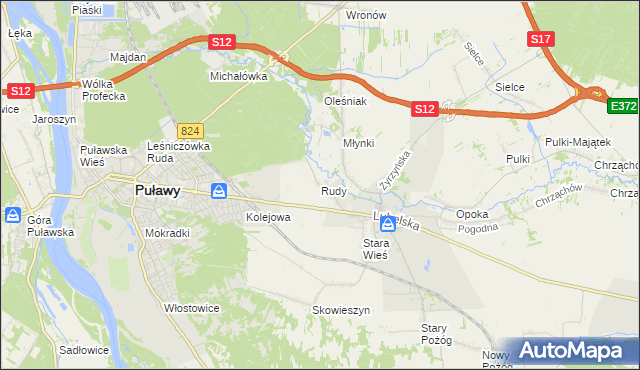 mapa Rudy gmina Końskowola, Rudy gmina Końskowola na mapie Targeo