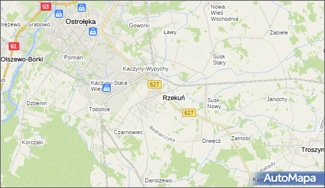 mapa Rzekuń, Rzekuń na mapie Targeo