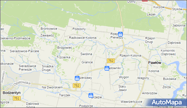 mapa Rzepinek gmina Pawłów, Rzepinek gmina Pawłów na mapie Targeo