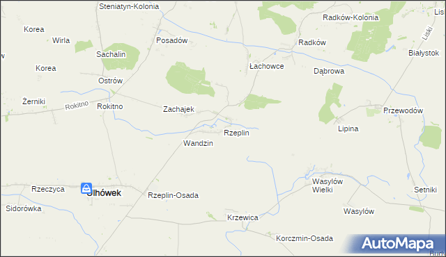 mapa Rzeplin gmina Ulhówek, Rzeplin gmina Ulhówek na mapie Targeo