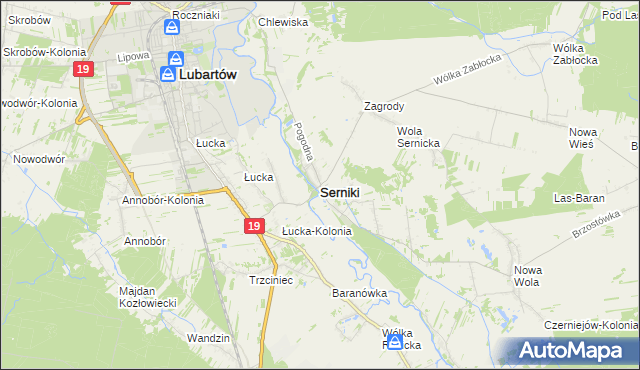 mapa Serniki, Serniki na mapie Targeo