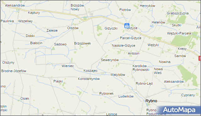 mapa Sewerynów gmina Iłów, Sewerynów gmina Iłów na mapie Targeo