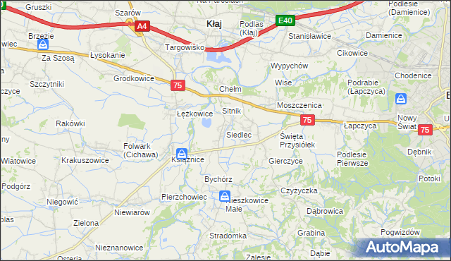 mapa Siedlec gmina Bochnia, Siedlec gmina Bochnia na mapie Targeo