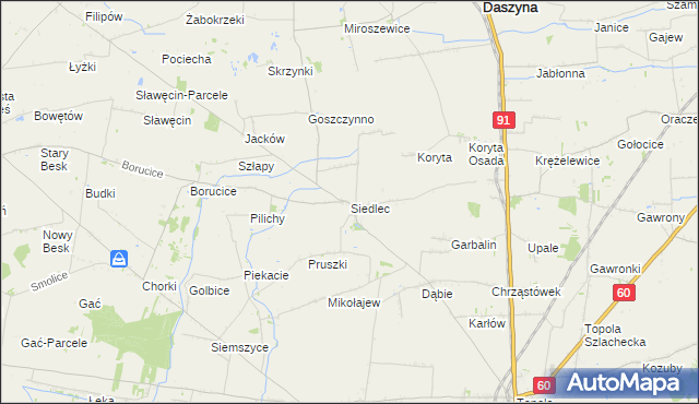 mapa Siedlec gmina Łęczyca, Siedlec gmina Łęczyca na mapie Targeo