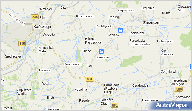 mapa Siennów, Siennów na mapie Targeo