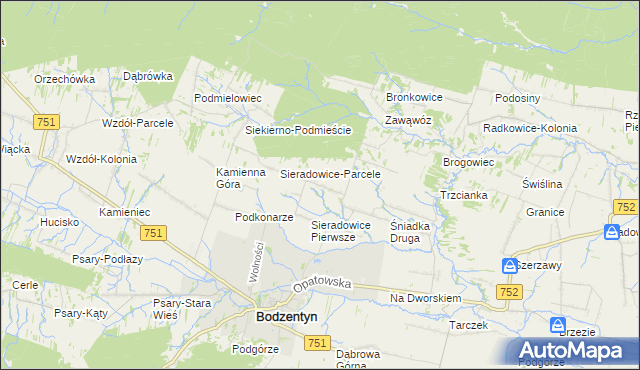 mapa Sieradowice Drugie, Sieradowice Drugie na mapie Targeo