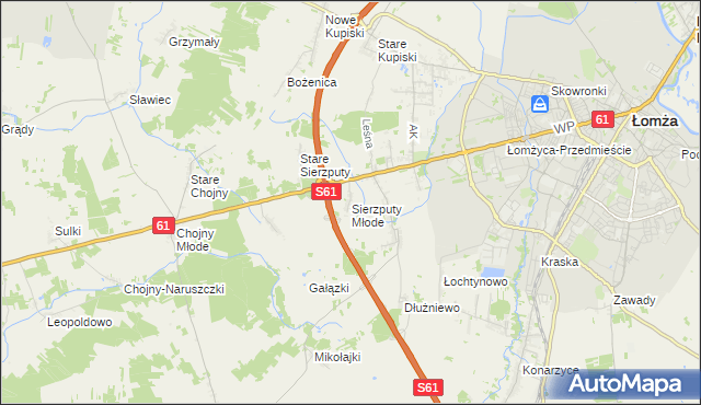 mapa Sierzputy Młode, Sierzputy Młode na mapie Targeo