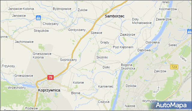 mapa Skotniki gmina Samborzec, Skotniki gmina Samborzec na mapie Targeo