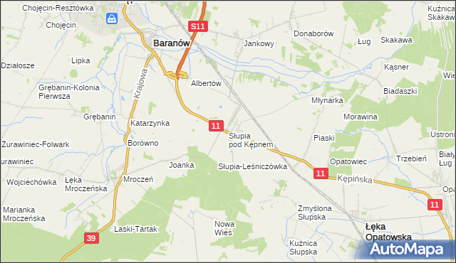 mapa Słupia pod Kępnem, Słupia pod Kępnem na mapie Targeo