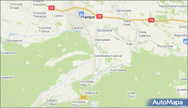 mapa Sokołówka-Kolonia, Sokołówka-Kolonia na mapie Targeo