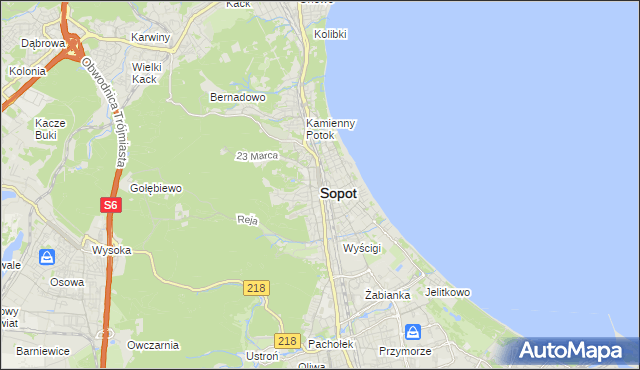 mapa Sopotu, Sopot na mapie Targeo