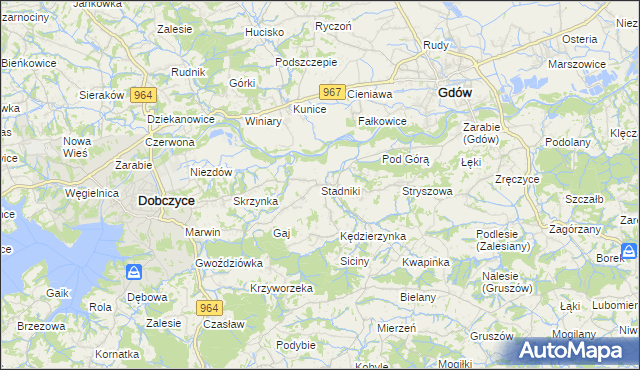 mapa Stadniki gmina Dobczyce, Stadniki gmina Dobczyce na mapie Targeo
