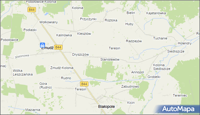 mapa Stanisławów gmina Żmudź, Stanisławów gmina Żmudź na mapie Targeo