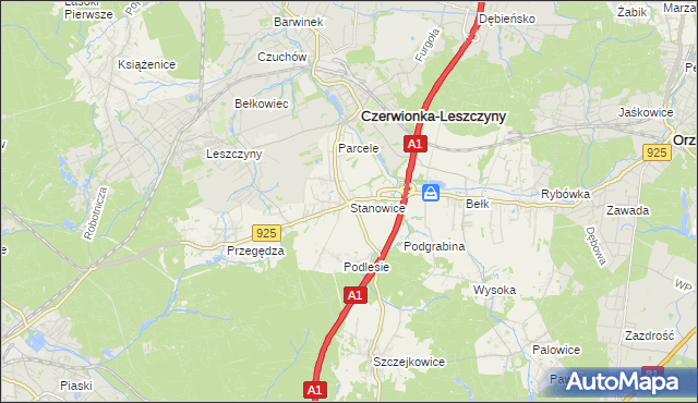 mapa Stanowice gmina Czerwionka-Leszczyny, Stanowice gmina Czerwionka-Leszczyny na mapie Targeo