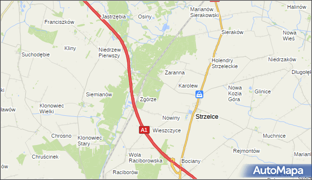 mapa Strzelce Osada Leśna, Strzelce Osada Leśna na mapie Targeo