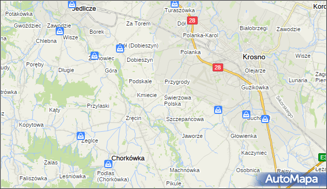 mapa Świerzowa Polska, Świerzowa Polska na mapie Targeo