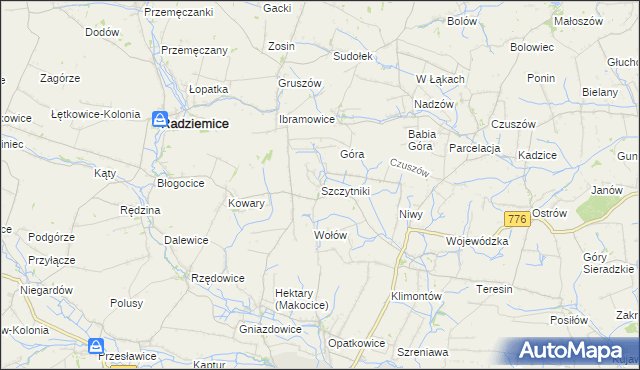 mapa Szczytniki gmina Proszowice, Szczytniki gmina Proszowice na mapie Targeo