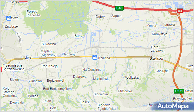 mapa Trzciana gmina Świlcza, Trzciana gmina Świlcza na mapie Targeo