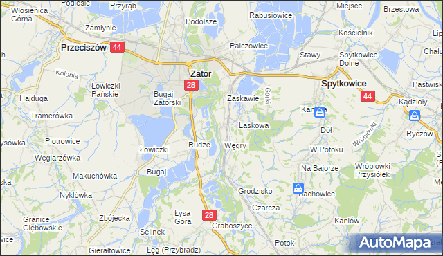 mapa Trzebieńczyce, Trzebieńczyce na mapie Targeo
