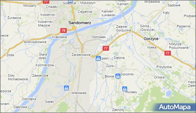 mapa Trześń gmina Gorzyce, Trześń gmina Gorzyce na mapie Targeo