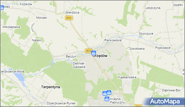 mapa Urzędów, Urzędów na mapie Targeo