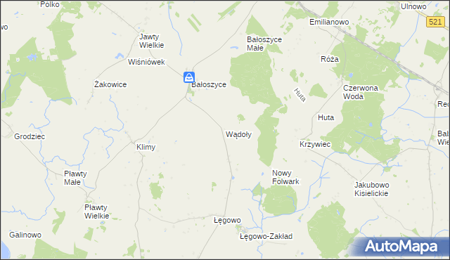 mapa Wądoły gmina Susz, Wądoły gmina Susz na mapie Targeo