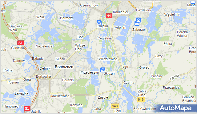 mapa Wilczkowice gmina Brzeszcze, Wilczkowice gmina Brzeszcze na mapie Targeo