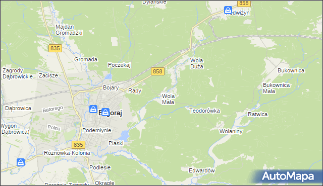 mapa Wola Mała gmina Biłgoraj, Wola Mała gmina Biłgoraj na mapie Targeo