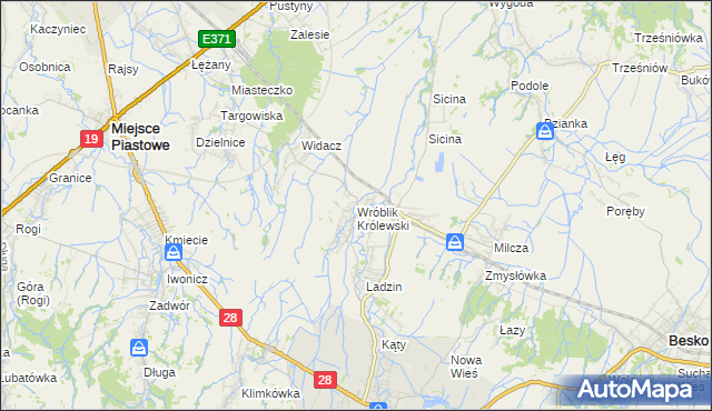 mapa Wróblik Królewski, Wróblik Królewski na mapie Targeo