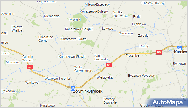 mapa Żabin Łukowski, Żabin Łukowski na mapie Targeo