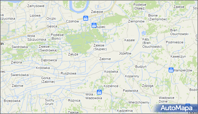 mapa Zabrnie gmina Wadowice Górne, Zabrnie gmina Wadowice Górne na mapie Targeo