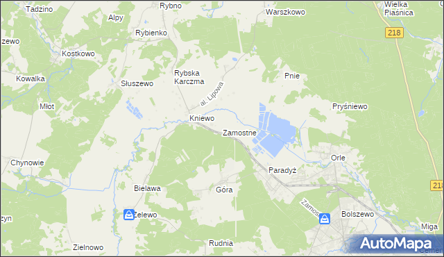 mapa Zamostne gmina Wejherowo, Zamostne gmina Wejherowo na mapie Targeo