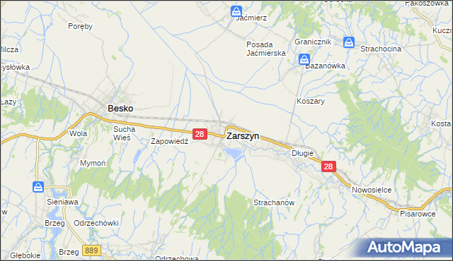 mapa Zarszyn, Zarszyn na mapie Targeo