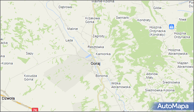 mapa Zastawie gmina Goraj, Zastawie gmina Goraj na mapie Targeo