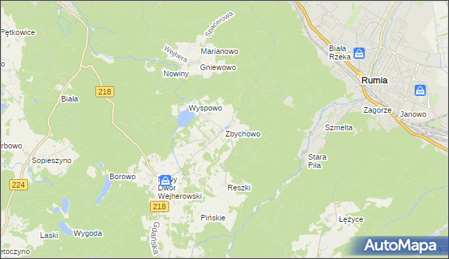 mapa Zbychowo, Zbychowo na mapie Targeo