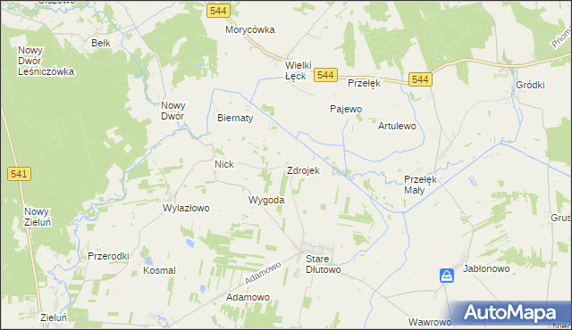mapa Zdrojek gmina Lidzbark, Zdrojek gmina Lidzbark na mapie Targeo