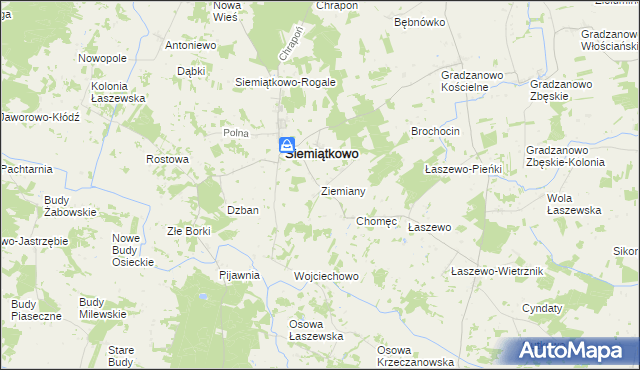 mapa Ziemiany gmina Siemiątkowo, Ziemiany gmina Siemiątkowo na mapie Targeo