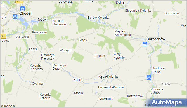 mapa Zosinek gmina Chodel, Zosinek gmina Chodel na mapie Targeo