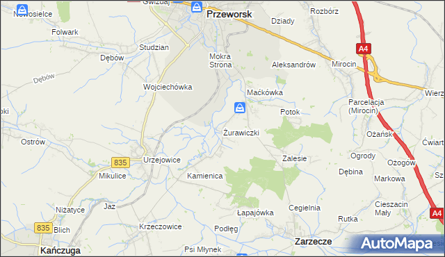 mapa Żurawiczki, Żurawiczki na mapie Targeo